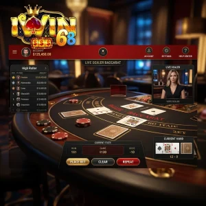 Giao diện sảnh Casino trực tuyến tại hệ thống IWIN với công nghệ truyền tải hình ảnh thời gian thực.